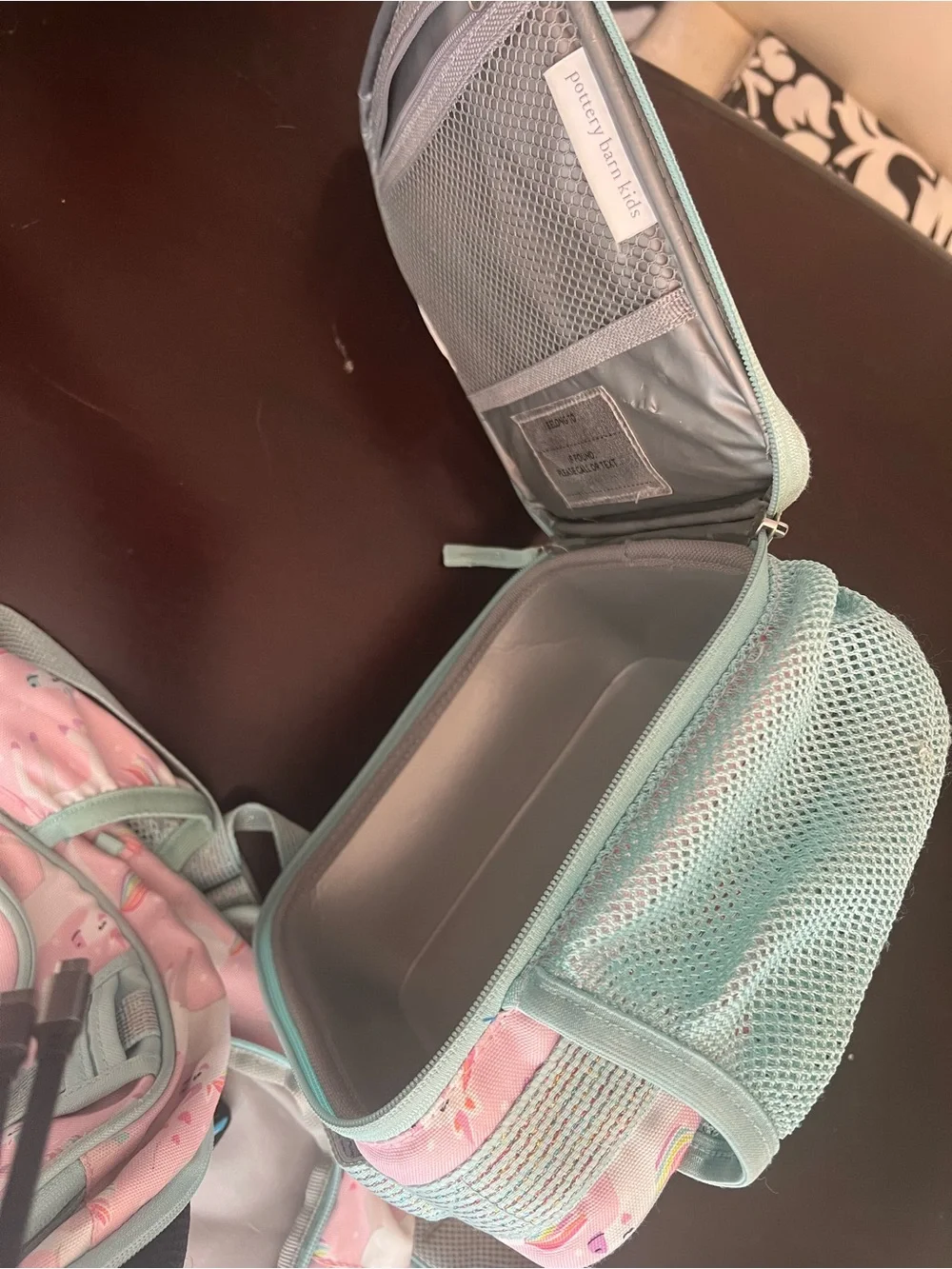 Pottery Barn Kids Pink Unicorn Backpack with Mint Trim